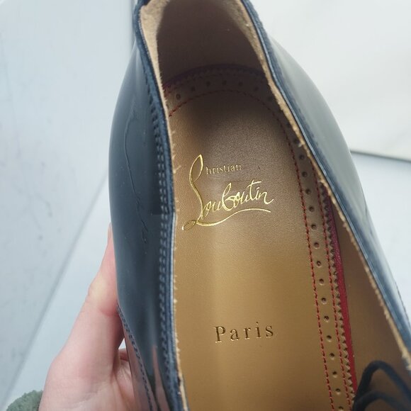 Christian Louboutin MENS Maltese Stud Black Patent Derby Shoe - Picture 6 of 12